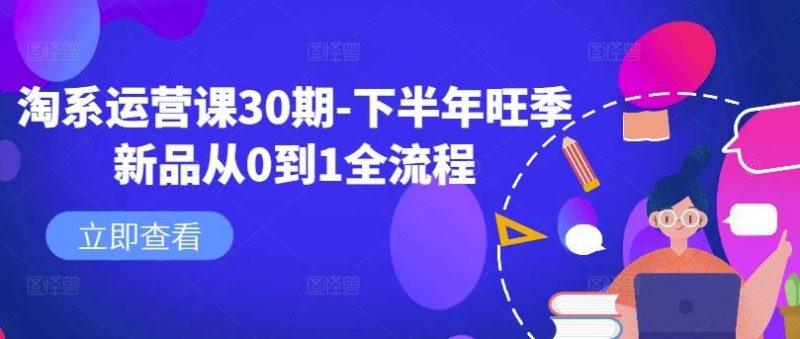 淘系运营课30期-下半年旺季新品从0到1全流程-轻创社项目网
