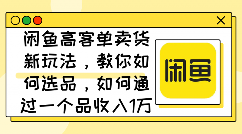 (12387期)闲鱼高客单卖货新玩法,教你如何选品,如何通过一个品收入1万+-轻创社项目网