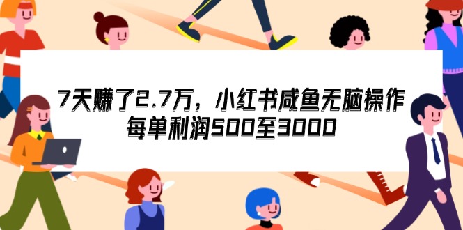 (12192期)7天收了2.7万,小红书咸鱼无脑操作,每单利润500至3000-轻创社项目网