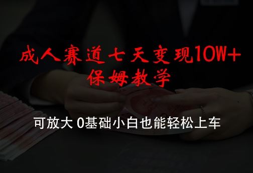 成人赛道七天变现10W+保姆教学,可放大,0基础小白也能轻松上车【揭秘】-轻创社项目网