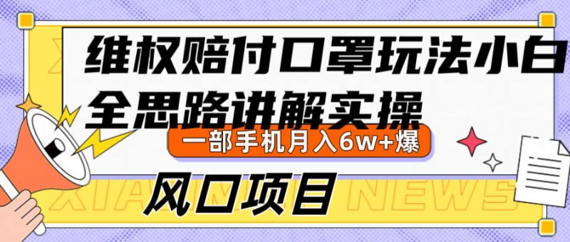维权赔付口罩玩法,小白也能月入6w+,风口项目实操-轻创社项目网