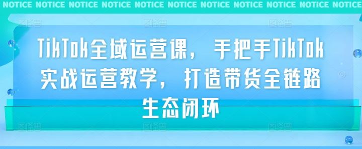 TikTok全域运营课,手把手TikTok实战运营教学,打造带货全链路生态闭环-轻创社项目网