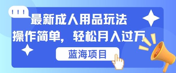 最新成人用品项目玩法，操作简单，动动手，轻松日入几张【揭秘】-轻创社项目网