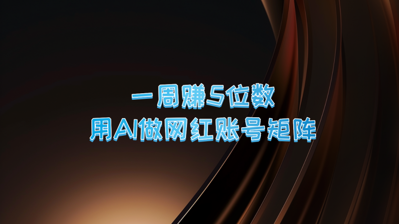 一周赚5位数,用AI做网红账号矩阵,现在的AI功能实在太强大了-轻创社项目网