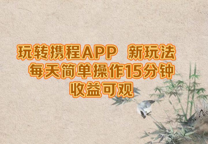 (12705期)玩转携程APP,新玩法,每天简单操作15分钟,收益可观-轻创社项目网