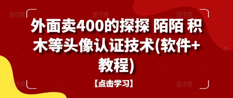 外面卖400的探探 陌陌 积木等头像认证技术(软件+教程)-轻创社项目网