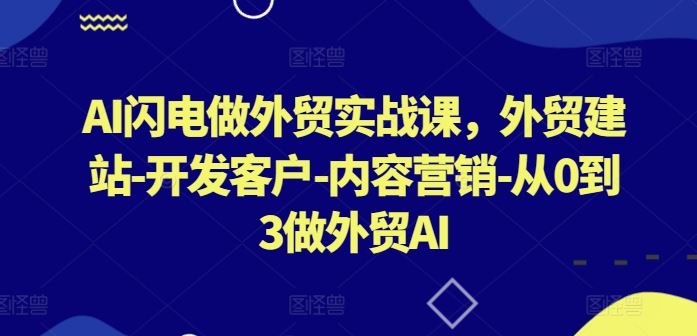 AI闪电做外贸实战课,?外贸建站-开发客户-内容营销-从0到3做外贸AI(更新)-轻创社项目网