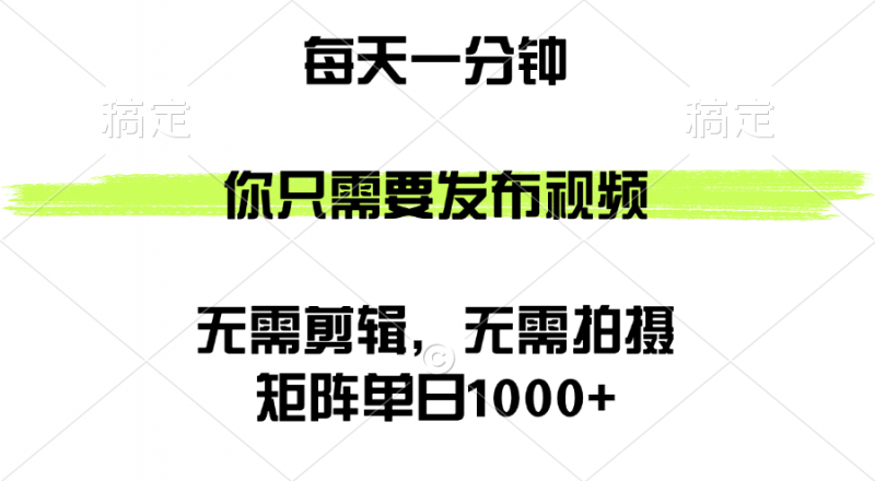 (12538期)矩阵单日1000+,你只需要发布视频,用时一分钟,无需剪辑,无需拍摄-轻创社项目网