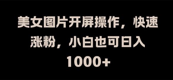 美女图片开屏操作,快速涨粉,小白也可日入1k【揭秘】-轻创社项目网