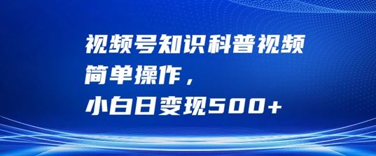 视频号知识科普视频,简单操作,小白日变现500+【揭秘】-轻创社项目网