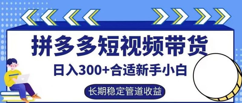 拼多多短视频带货日入300+有长期稳定被动收益,合适新手小白【揭秘】-轻创社项目网