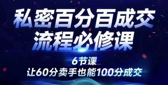 私密百分百成交流程线上训练营,绝对成交,让60分卖手也能100分成交-轻创社项目网