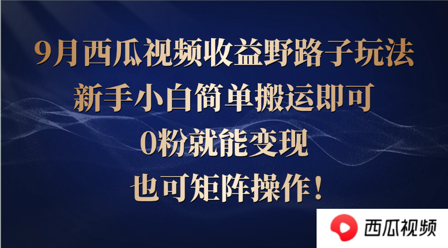 图片[1]-（12760期）西瓜视频收益野路子玩法，新手小白简单搬运即可，0粉就能变现，也可矩…
