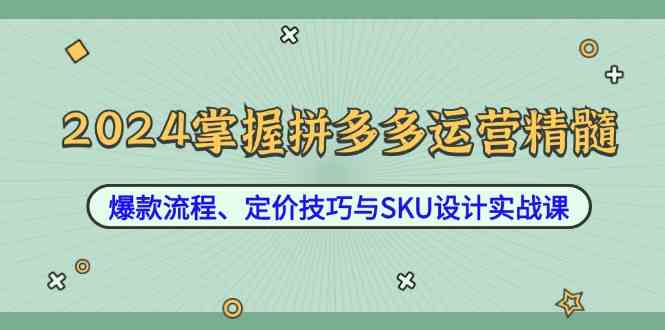 2024掌握拼多多运营精髓:爆款流程、定价技巧与SKU设计实战课-轻创社项目网