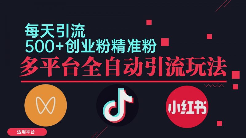 (12765期)小红书抖音视频号截流自热全平台引流打法,全自动引流【日引2000+精准…-轻创社项目网