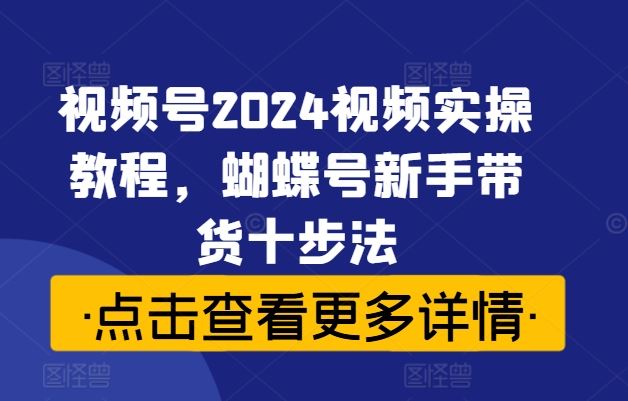 视频号2024视频实操教程,蝴蝶号新手带货十步法-轻创社项目网