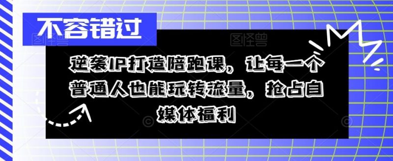 逆袭IP打造陪跑课,让每一个普通人也能玩转流量,抢占自媒体福利-轻创社项目网