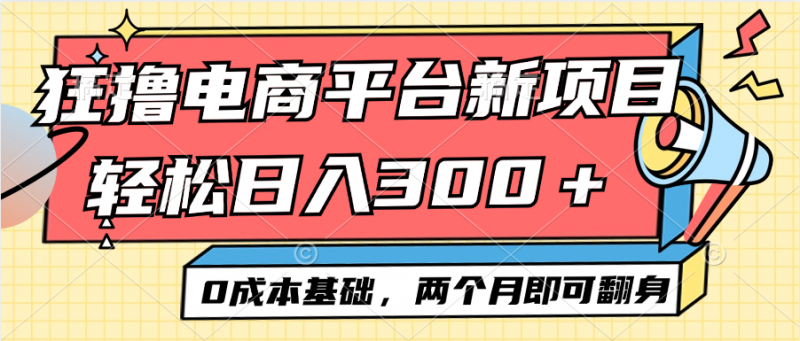 (12685期)电商平台新赛道变现项目小白轻松日入300+0成本基础两个月即可翻身-轻创社项目网