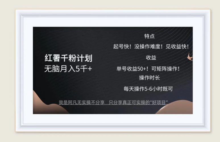 红薯千粉计划无脑月入5千+!既做既赚!-轻创社项目网