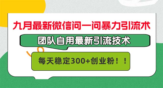 (12735期)九月最新微信问一问暴力引流术,团队自用引流术,每天稳定300+创…-轻创社项目网