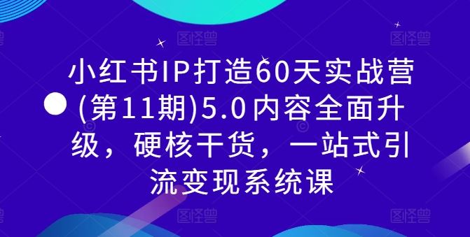 小红书IP打造60天实战营(第11期)5.0?内容全面升级，硬核干货，一站式引流变现系统课-轻创社项目网