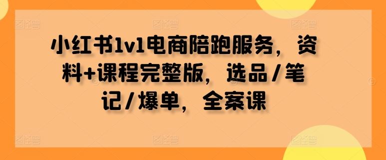 小红书1v1电商陪跑服务，资料+课程完整版，选品/笔记/爆单，全案课-轻创社项目网
