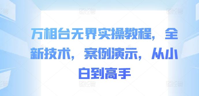 万相台无界实操教程,全新技术,案例演示,从小白到高手-轻创社项目网