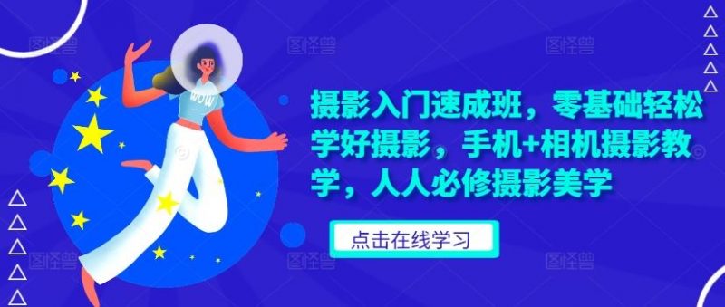 摄影入门速成班,零基础轻松学好摄影,手机+相机摄影教学,人人必修摄影美学-轻创社项目网