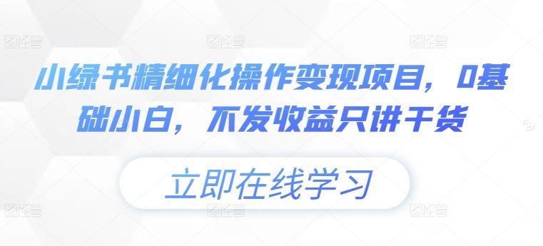 小绿书精细化操作变现项目,0基础小白,不发收益只讲干货-轻创社项目网