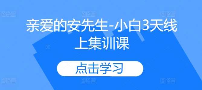亲爱的安先生-小白3天线上集训课-轻创社项目网