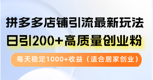 （12893期）拼多多店铺引流最新玩法，日引200+高质量创业粉，每天稳定1000+收益（…-轻创社项目网