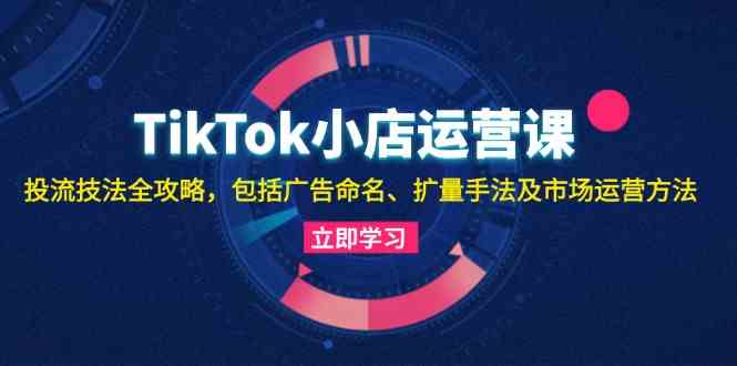TikTok小店运营课:投流技法全攻略,包括广告命名 扩量手法及市场运营方法-轻创社项目网