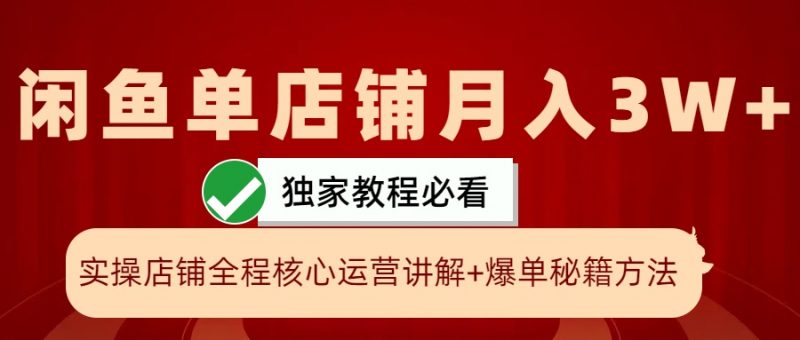 闲鱼单店铺月入3W+实操展示,爆单核心秘籍,一学就会-轻创社项目网