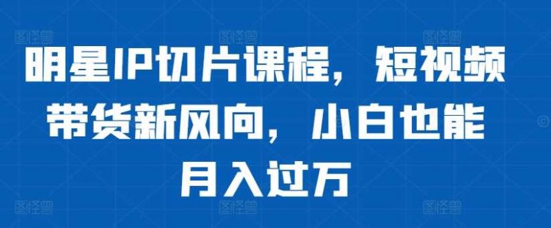 明星IP切片课程,短视频带货新风向,小白也能月入过万-轻创社项目网