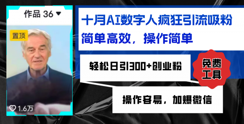 （12963期）AI数字人疯狂引流吸粉，简单高效，日引300+创业粉 ，操作容易，加爆微信-轻创社项目网