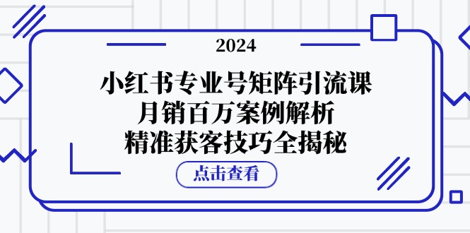 （12943期）小红书专业号矩阵引流课，月销百万案例解析，精准获客技巧全揭秘-轻创社项目网