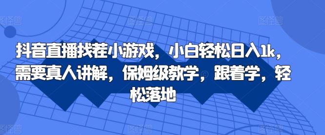 抖音直播找茬小游戏,小白轻松日入1k,需要真人讲解,保姆级教学,跟着学,轻松落地【揭秘】-轻创社项目网