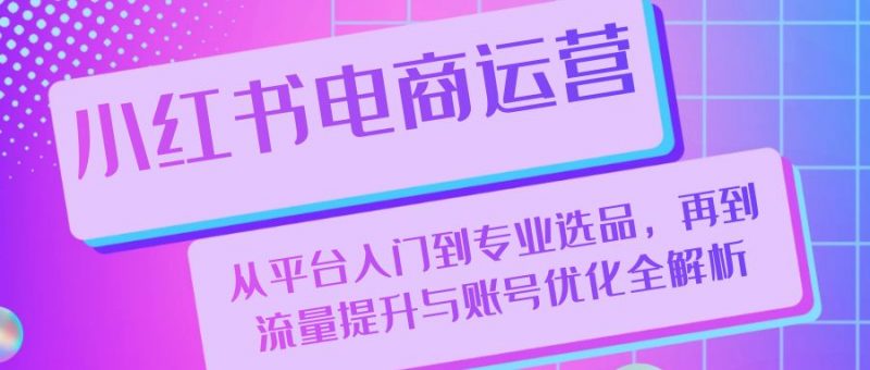 小红书电商运营:从平台入门到专业选品,再到流量提升与账号优化全解析-轻创社项目网