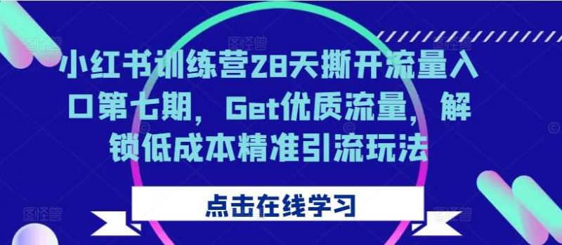 小红书训练营28天撕开流量入口第七期,Get优质流量,解锁低成本精准引流玩法-轻创社项目网