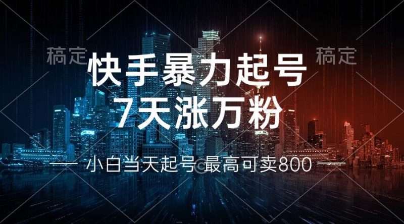 （13142期）快手暴力起号，7天涨万粉，小白当天起号 多种变现方式，账号回收，单月…-轻创社项目网
