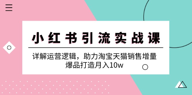 小红书引流实战课:详解运营逻辑,助力淘宝天猫销售增量,爆品打造月入10w-轻创社项目网