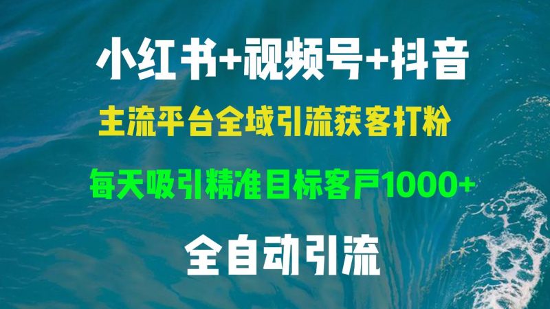 (13104期)小红书,视频号,抖音主流平台全域引流获客打粉,每天吸引精准目标客户…-轻创社项目网
