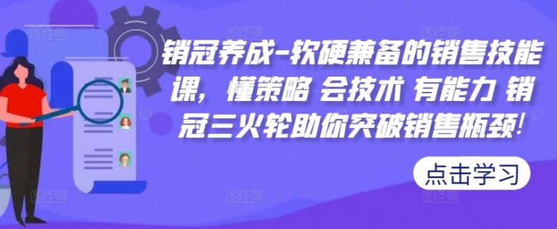 销冠养成-软硬兼备的销售技能课,懂策略 会技术 有能力 销冠三火轮助你突破销售瓶颈!-轻创社项目网