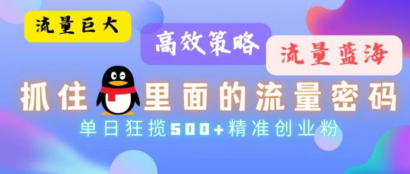 (13068期)流量蓝海,抓住QQ里面的流量密码!高效策略,单日狂揽500+精准创业粉-轻创社项目网