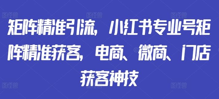矩阵精准引流,小红书专业号矩阵精准获客,电商、微商、门店获客神技-轻创社项目网