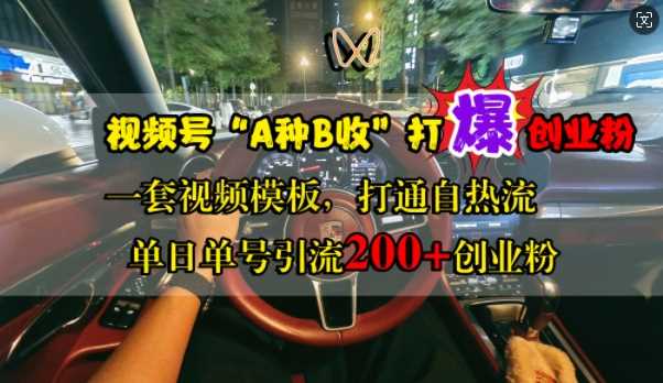 视频号“A种B收”打爆创业粉，一套视频模板打通自热流，单日单号引流200+创业粉-轻创社项目网