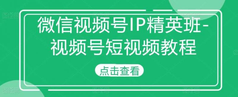 微信视频号IP精英班-视频号短视频教程-轻创社项目网