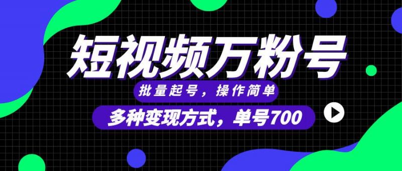 (13497期)短视频快速涨粉,批量起号,单号700,多种变现途径,可无限扩大来做。-轻创社项目网