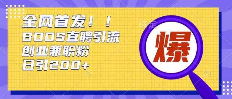 通过Boss直聘,每天轻松钓到200+多条创业大鱼的秘籍【揭秘】-轻创社项目网