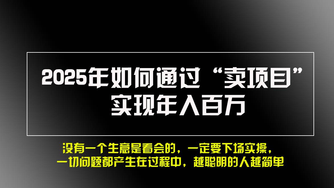 图片[1]-（13468期）2025年如何通过“卖项目”实现年入百万，做网赚必看！！